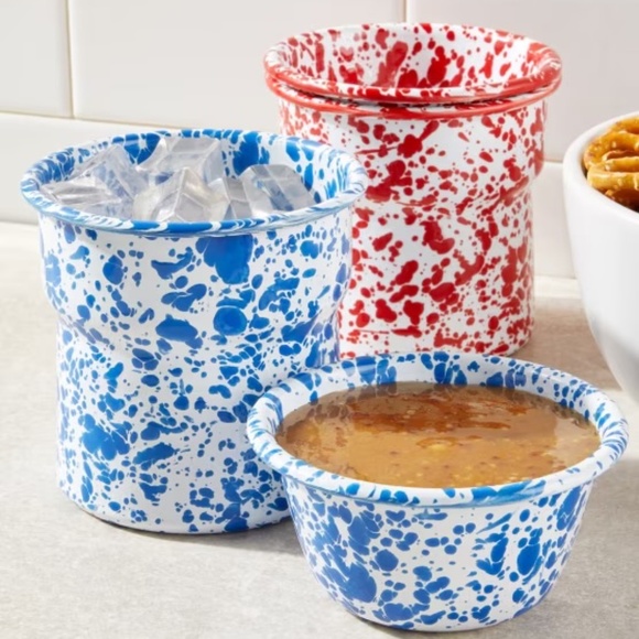 Red Enamelware Dip Chiller Camping - Picture 4 of 4